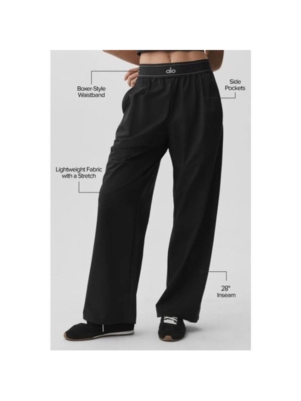 Alo High-Rise Wide Leg Suit Up Trouser Pants in Black - Picture 4 of 8
